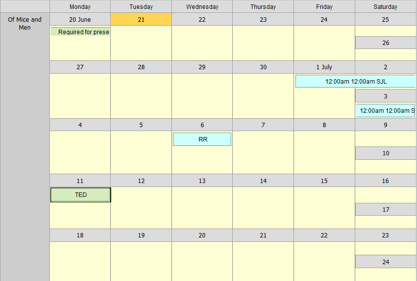 Bookings Maintenance - By Date (synweb, cut down, month view grid)