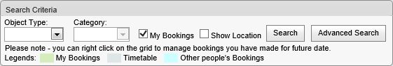 Bookings Maintenance - By Date (Synweb, cut down, search criteria)