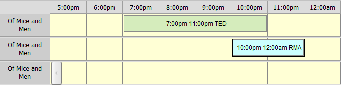 Bookings Maintenance - By Date (synweb, cut down, timeline view grid)
