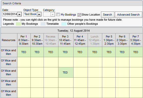 Bookings Maintenance - By Period (synweb, booking made)