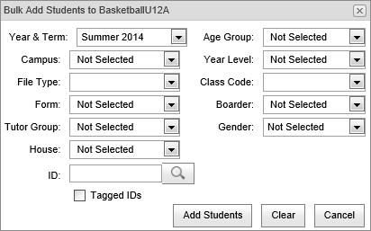 Bulk Add Students (Co-Curricular Maintenance - Students bar, synweb)