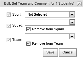 Bulk Set Team and Comment window (synweb)