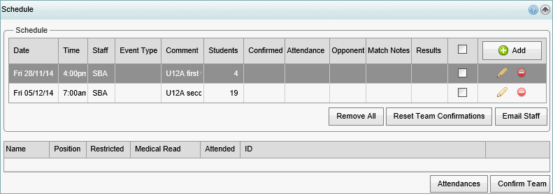 Co-Curricular Maintenance - Schedule bar (synweb)