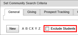 Community Maintenance Search Criteria (synweb, cut down, what's new)