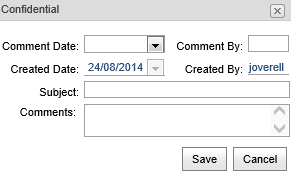 Confidential window (Staff Maintenance - Confidential bar, synweb)