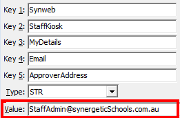 Configuration File Maintenance - StaffKiosk - ApprovalAddress setting