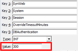 Configuration File Maintenance - Synweb OverrideTimeoutMinutes DBAuthentication