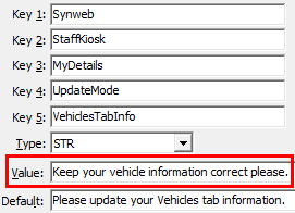Configuration File Maintenance - VehiclesTabInfo