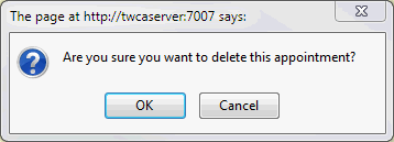 Confirm - Are you sure you want to delete this appointment (synweb)