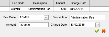 Course Maintenance - Charges bar (edit charge, synweb)