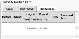 Create Absence Events window (synweb, Notifications, cut down)