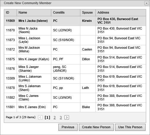 Create New Community Member - Possible Name Matches (synweb)