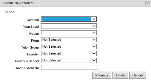 Create new student - school (synweb)