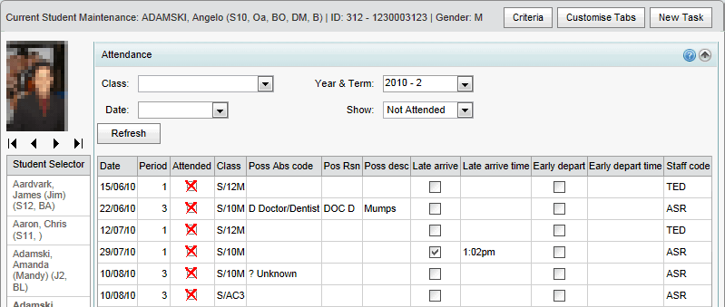 Current Student Maintenance - Attendance bar (cut down)