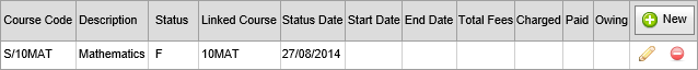 Current Student Maintenance - Courses grid area (finance, synweb)