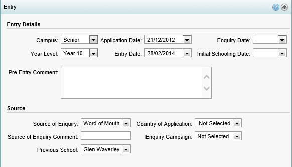 Current Student Maintenance - Entry bar (synweb)