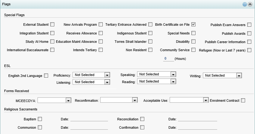 Current Student Maintenance - Flags bar (cut down, synweb)