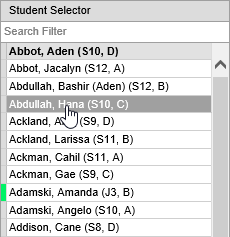 Current student Maintenance - student selector area (synweb)