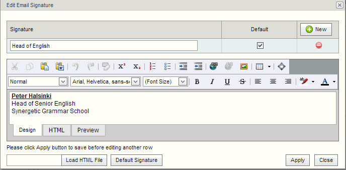 Edit Email Signature (synweb)