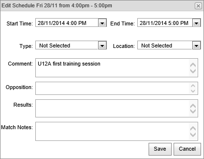Edit schedule window (synweb)