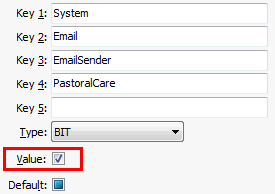 EmailSender PastoralCare configuration setting