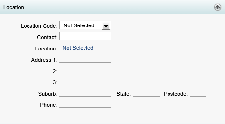 Events Maintenance - Location bar (synweb)