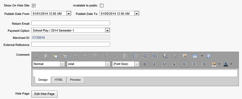 Events Maintenance - Web bar (synweb)
