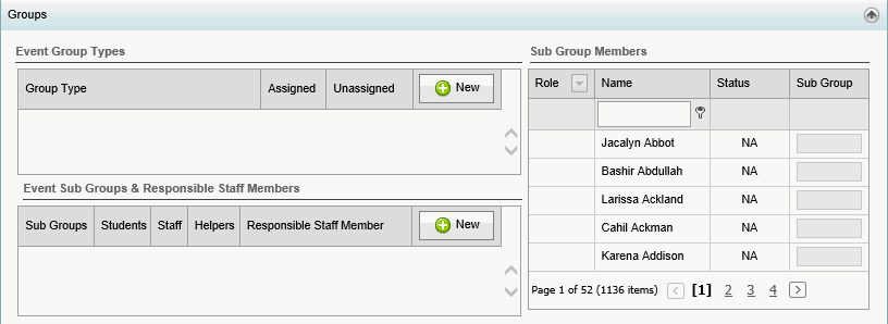Excursion Maintenance - Groups bar (synweb)