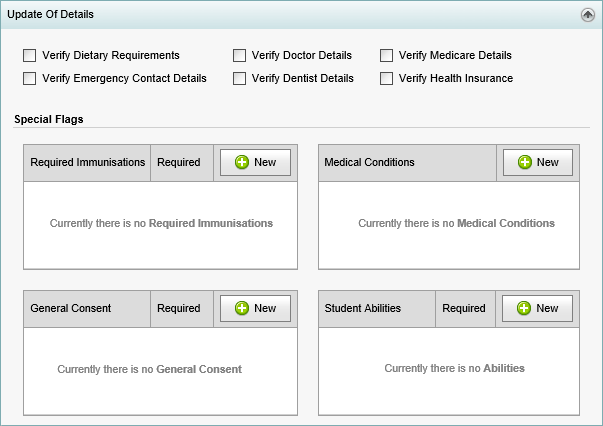Excursion Maintenance - Update Of Details bar (synweb)