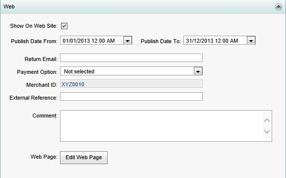 Excursion Maintenance - Web bar (synweb)