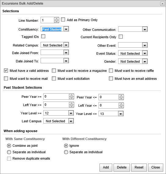 Excursions Bulk Add-Delete (past student, synweb)