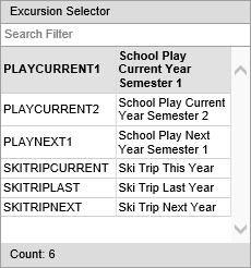 Excursion Selector (synweb)