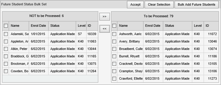 Future Student Status Bulk Set (synweb, example 2)