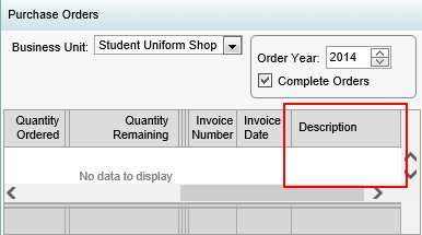 General Ledger Maintenance - Purchase Orders bar (synweb, Description, wn66)
