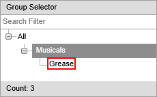 Group selector (Performing Arts Maintenance, cast selection, synweb)