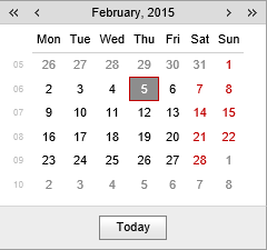 Calendar dialog window