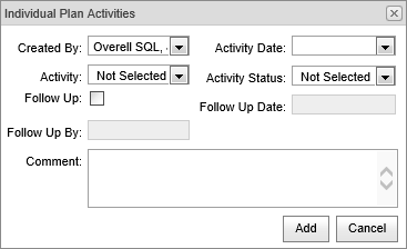 Individual Plan Activities window (cut-down, synweb)