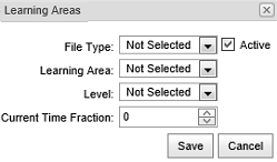 Learning Areas window (Staff Maintenance - Learning Areas bar, synweb)
