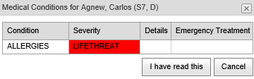 Medical condition details (Sports Maintenance, synweb)