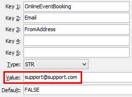 OnlineEventBooking FromAddress configuration setting