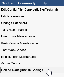 Reload configuration settings (synweb)