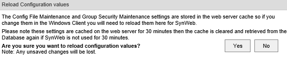Reload configuration values window (synweb)
