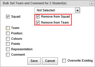 Remove from field highlighted (Bulk Set Team and Comment)