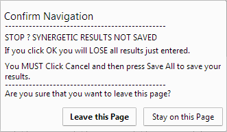 Results Mainrtenance (Confirm Navigation)