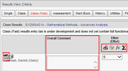 Results Maintenance - Class (Fast) window (synweb, wn66)