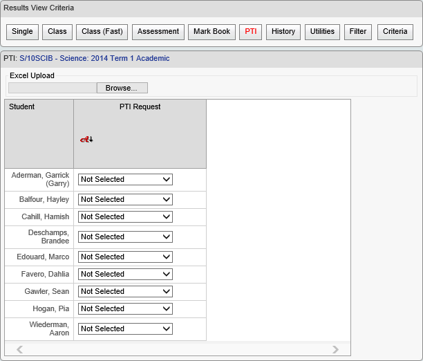 Results Maintenance - PTI window (synweb)