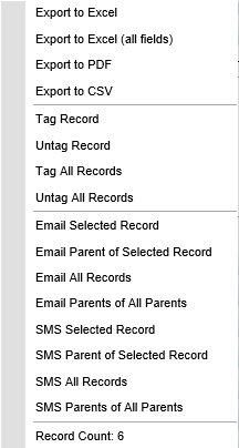 Right click menu