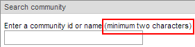 Search community window (synweb, min two chars, wn66)