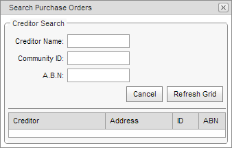 Search purchase orders (Creditor Search)