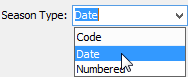 Season type dropdown list (selection, cut-down, synweb)